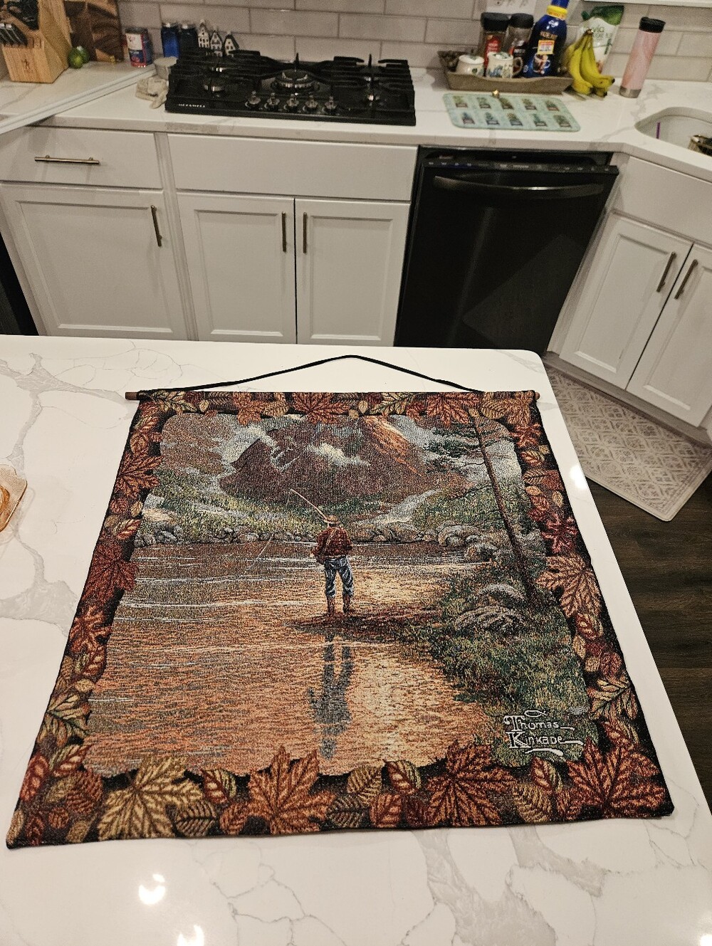Thomas Kinkade Autumn River Wall Tapestry - Brown